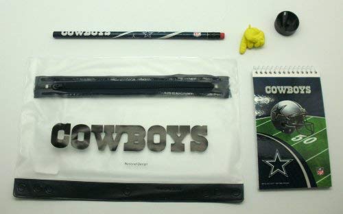 Dallas Cowboys Back to School Supplies Mini Notepad Pencil Sharpener Pencil Topper & Clear Pouch w/ Zipper Set - 5 PCS