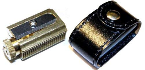 DUX Pencil and crayon Sharpener made of brass in a genuine leather case