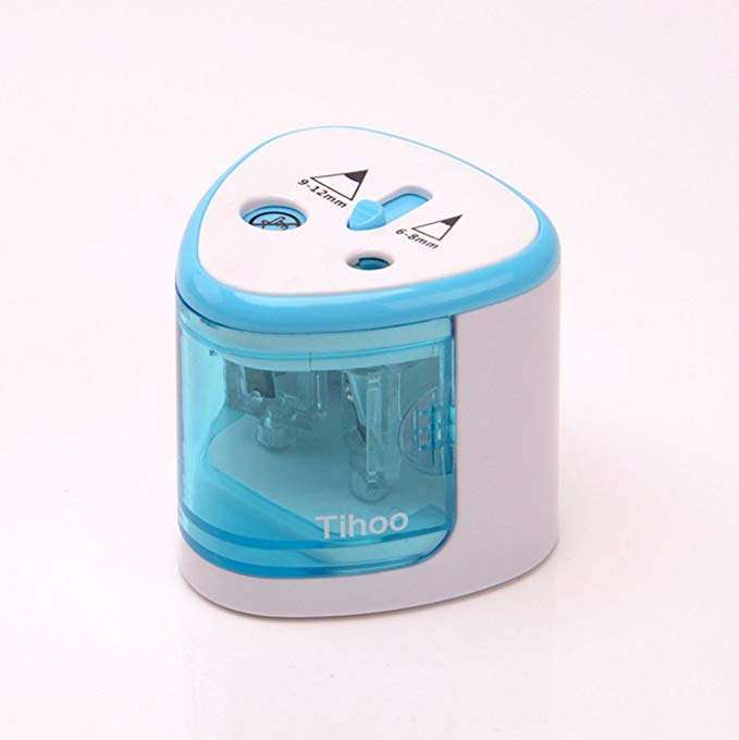 Pencil Sharpener,Heavy duty Blades Durable and Portable Pencil Sharpener with Automatic Sharpens All Pencils for School Kids Children Blue Pencil Sharpener Electric