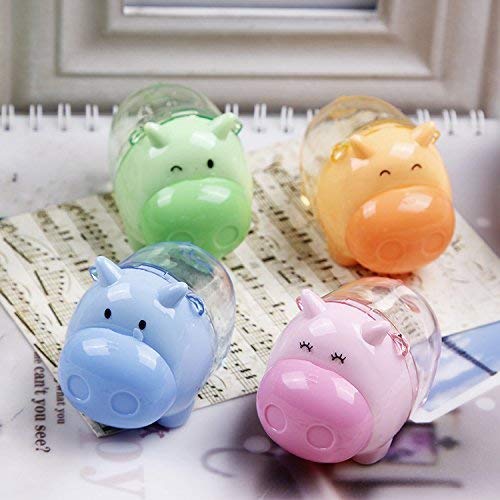 Angelangel 4pcs Cute kawaii Cool Funny Novelty Cartoon Small Unique Animals Pig Shape Two-Hole Manual Pencil Sharperners Gift For Kids Classroom School