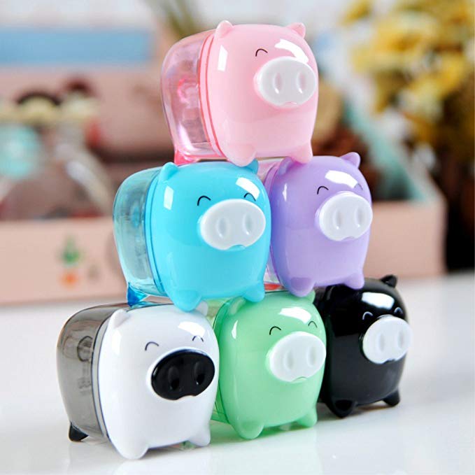 5PCS A Set Kawaii Cute Lovely Pig Shape Manual Pencil Sharpeners Random Color Shipping For Students school supplies papelaria