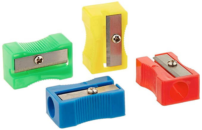 School Smart Hand Held Plastic Pencil Sharpener - Pack of 24 - Assorted Colors