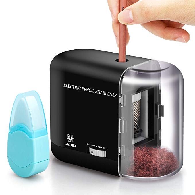 Electric Pencil Sharpener, Adjustable Nib Sharpness, Battery & AC & USB Powered (Adapter Included) for Pencils and Colored Pencils, Perfect for Classroom & Office & Kids & Artists, UL Listed