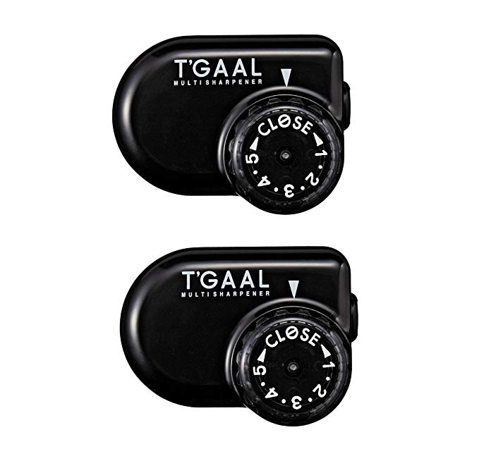 Kutsuwa STAD Angle Adjustable Pencil Sharpener T'GAAL, Black (RS017BK) (2 Set)