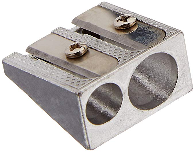 Charles Leonard Inc., Pencil Sharpener - Metal - Two Hole - Rectangular - 1 each, 77755