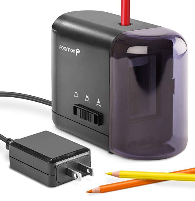 Electric Pencil Sharpener, Fosmon Kids Friendly Electric & Battery Operated Pencil Sharpener With AC Adapter [Vertical Insert] Automated Cordless Sharpener for School, Home, Office, Classroom & More