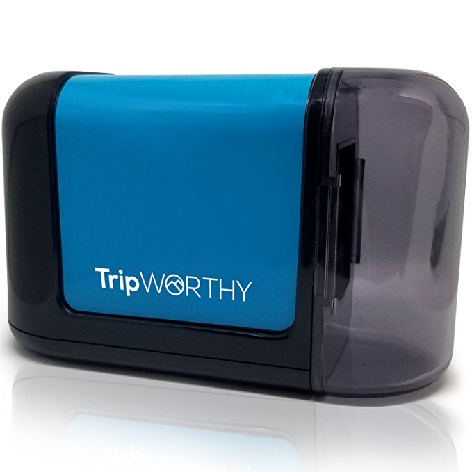 TripWorthy Electric Pencil Sharpener - Battery Operated (No Cord) - Ideal For No. 2 and Colored Pencils (Drawing, Coloring) - Small and Durable - Kid Friendly - Artist, Students, and Professionals