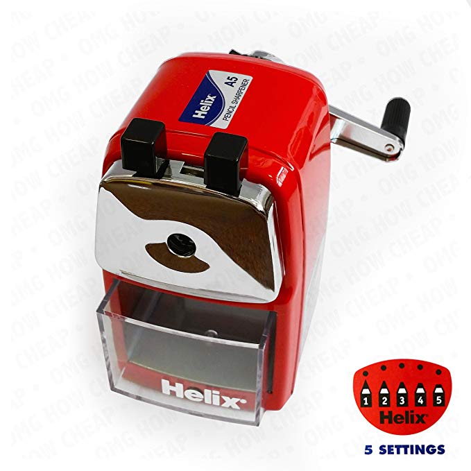 Helix Metal Desktop Pencil Sharpener - Red Body