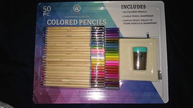 48 Colored Pencils with Sharpener and Zipper Carrying Case