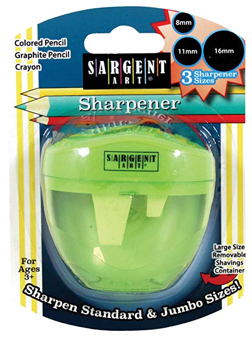 Sargent Art 36-1022 Great for Home School or Office 3 Hole Pencil Sharpener for Colored/Graphite Pencils and Crayons, Jumbo