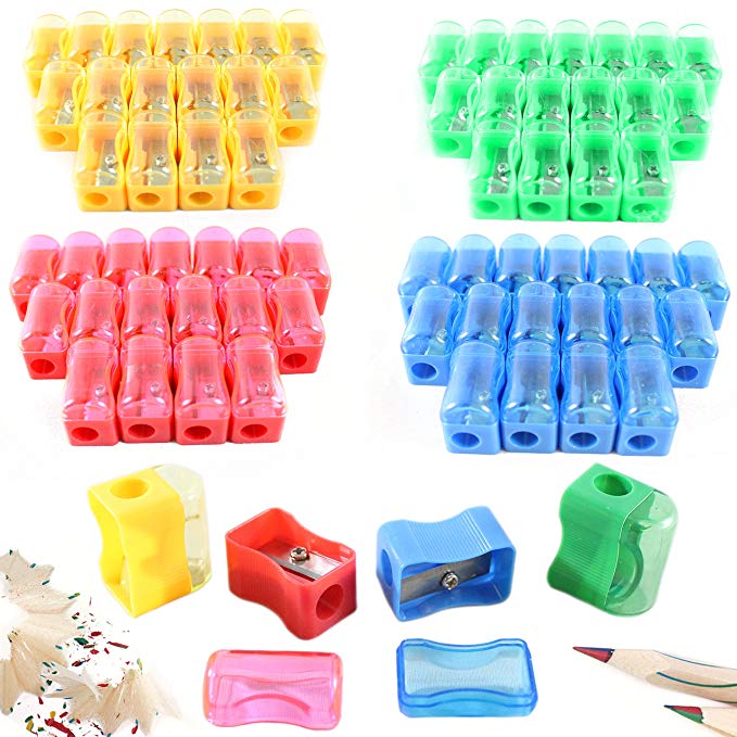 72 Colored Pencil Sharpener - Plastic Manual Pencil Sharpener, Assorted Colors - Bulk Pack For Kids