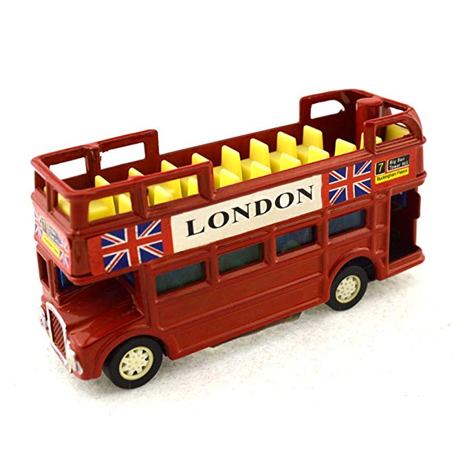 OLizee™ London Double-decker Bus Pencil Sharpener British Style Metal Die Cast(Open-topped Bus)