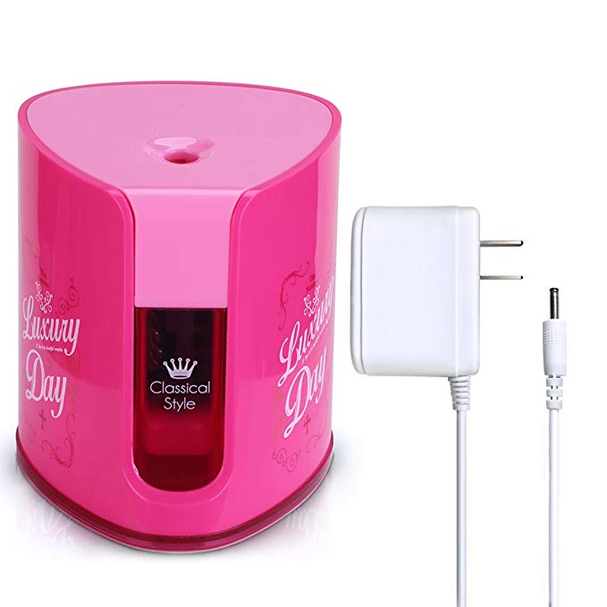 Magicdo Electric Pencil Sharpener with Durable Helical Blade to Fast Sharpen, Power Adapter Included, Pink