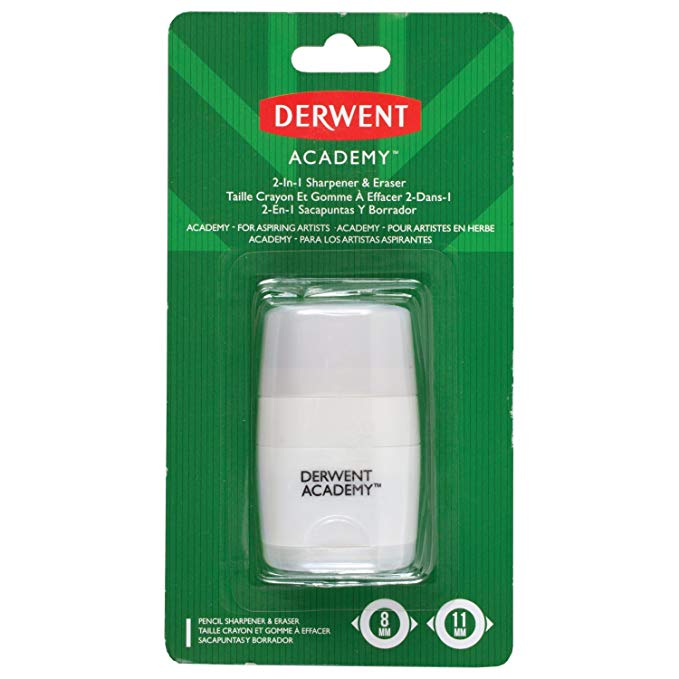 Derwent Academy Pencil Sharpener & Eraser, 2-In-1 (98230)