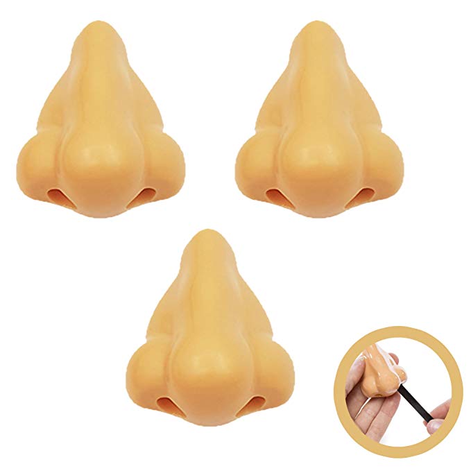 Pencil Sharpener, Pack of 3 Unique Novelty Plastic Human Nose Shaped Pencil Sharpeners Fun Back to School Birthday Gag Gift Stocking Stuffer