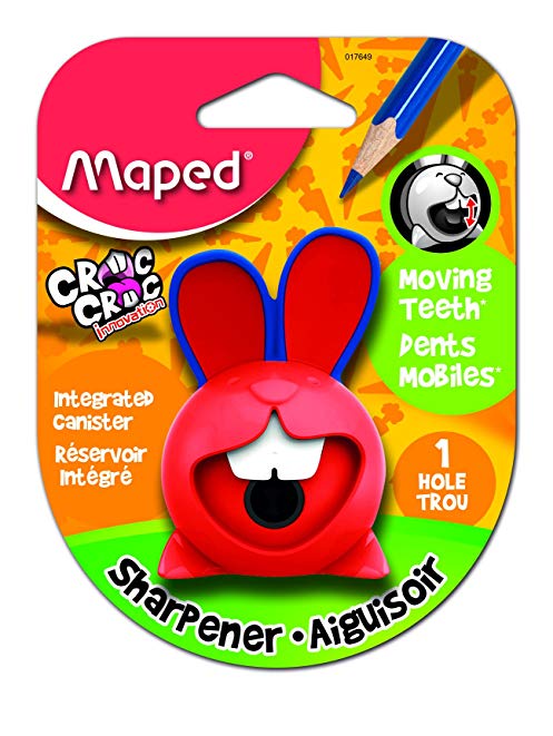 Maped Croc Croc Innovation 1 Hole Pencil Sharpener, Assorted Colors, Color May Vary (017649)
