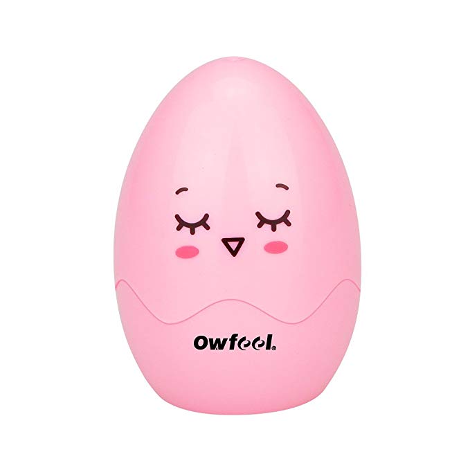 Owfeel Cute Egg Shape Plastic Case Pencil Sharpener Pink