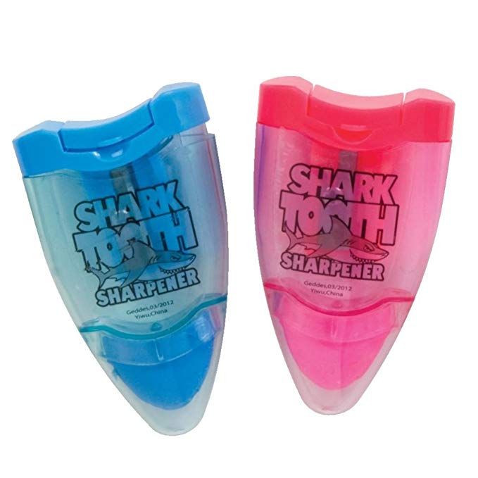 Raymond Geddes Shark Tooth Pencil Sharpener and Eraser, 24 Pack (68878)