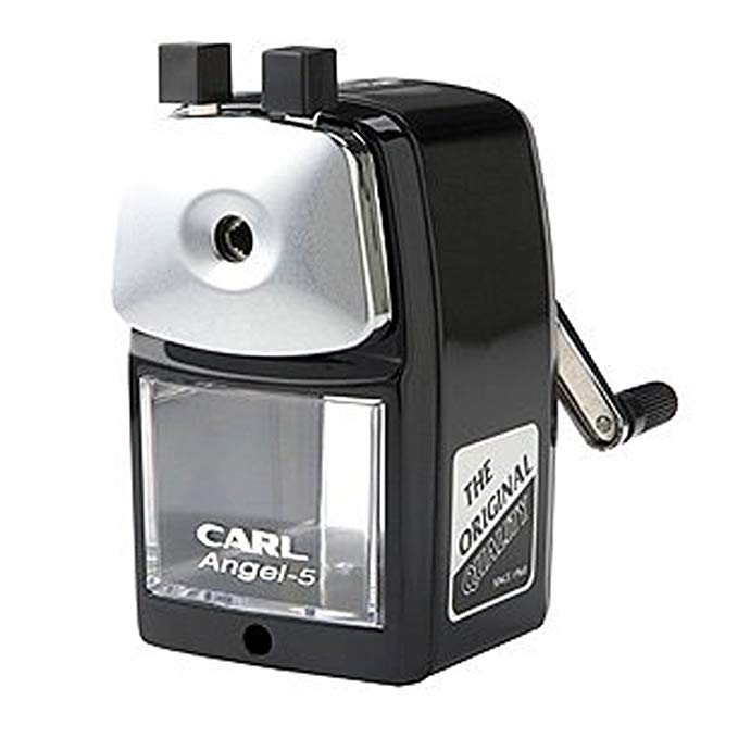 Carl Angel-5 Pencil Sharpener, Black, Quiet for Office, Home and School