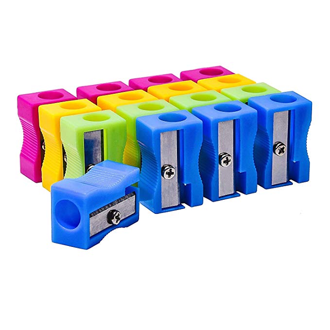 Morepack Mini Cute Plastic Manual Pencil Sharpener Random Color, Blue Rose, Yellow, Green (72 Pcs)