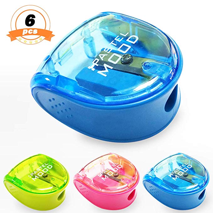 REVEW 6 PCS Manual Pencil Sharpener Crayon Sharpener Mini Cute Plastic Transparent Pencil Sharpener Random Color