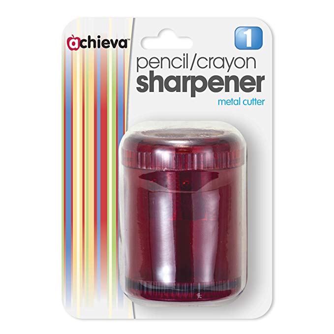 Officemate OIC Achieva Barrel, Double Pencil and Crayon Sharpener, Metal Cutter, Red, Pack of 8 (30240)
