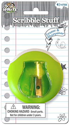 Write Dudes Scribble Stuff Pencil Sharpener with Eraser, Color May Vary, 1-Count (CYH79)