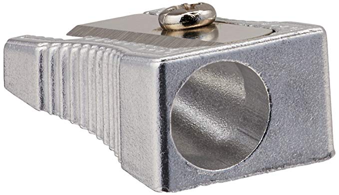 School Smart Aluminum Single Hole Hand Held Pencil Sharpener - Pack of 12 - Silver