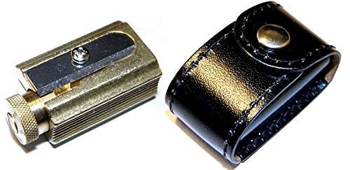 DUX Pencil and crayon Sharpener made of brass in a genuine leather case