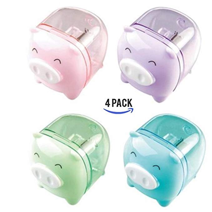 CiCy 4pcs Lovely Cute Cartoon Animal Pig Pencil Sharpeners for Kids Random Color