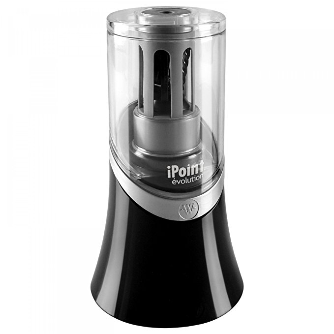 Westcott 14888 iPoint Evolution Electric Pencil Sharpener, Black and Silver